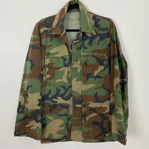 BDU Shirt Retired Woodland Camouflage Cargo Tactical Hunting Military Size Small